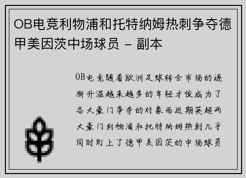 OB电竞利物浦和托特纳姆热刺争夺德甲美因茨中场球员 - 副本